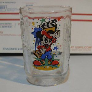 VINTAGE Mickey Mouse Disney Studios 2000 McDonalds Square Drinking Glass RARE